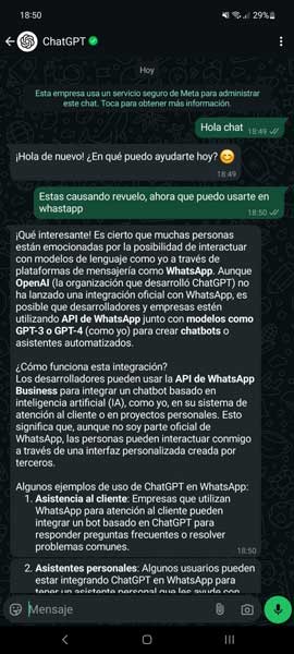 Chatgpt en Whatsapp
